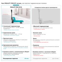 Гидравлическая тележка рохля PROLIFT PRO RT25 (L800) фото 2